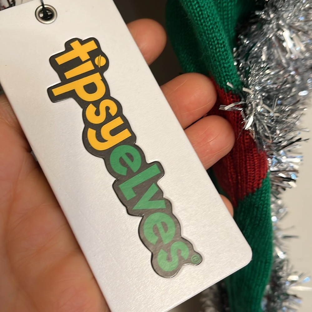 Tipsy Elves ugly Christmas sweater Red and Green Cardigan Sweater - Picture 3 of 6